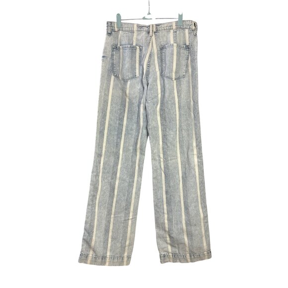 KanCan Button Fly Wide Leg Jeans Juniors Size 11 Striped Light Blue White Cotton - Picture 4 of 8